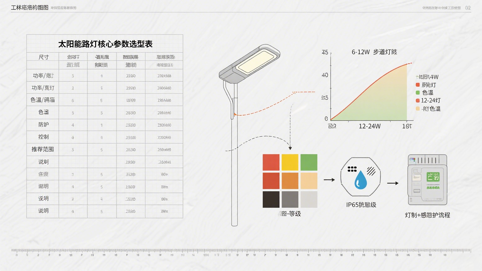 别墅区太阳能路灯安装实例 参数示意