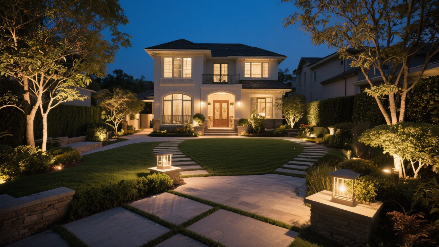 别墅庭院照明方案推荐 效果示意