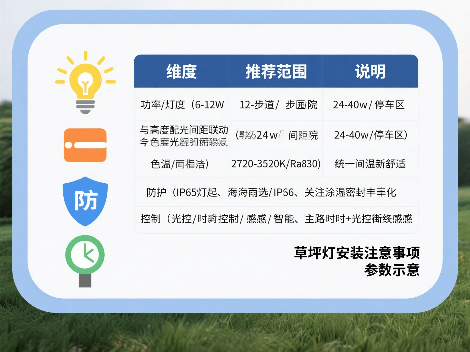 草坪灯安装注意事项 参数示意