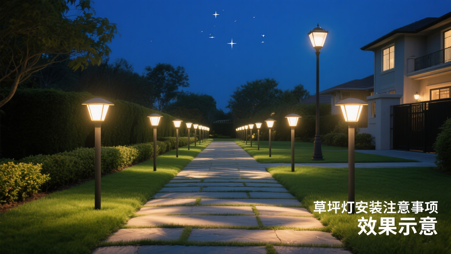 草坪灯安装注意事项 效果示意